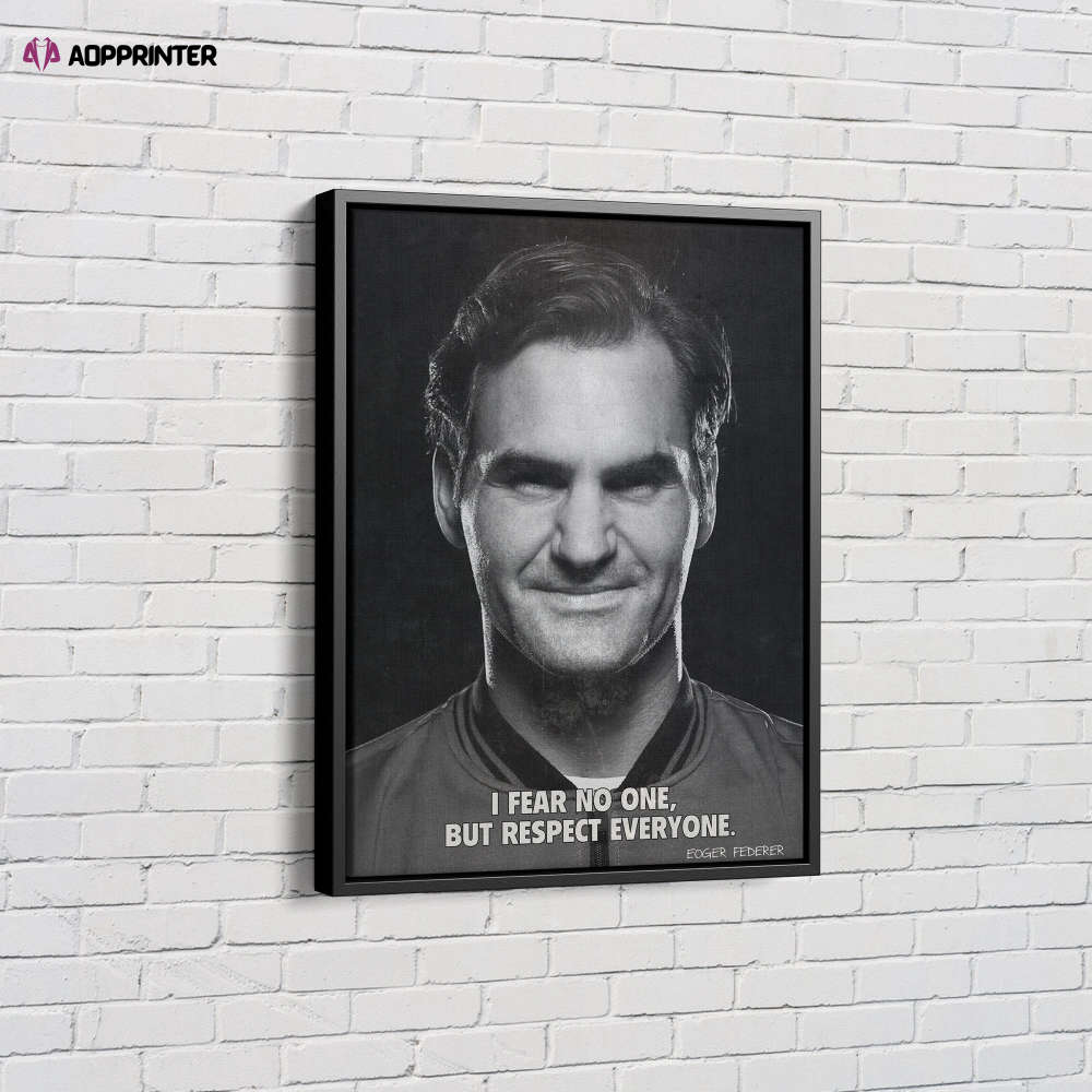 Roger Federer Quote Poster Tennis Player Canvas Unique Design Wall Art Print Hand Made Ready to Hang Custom Design