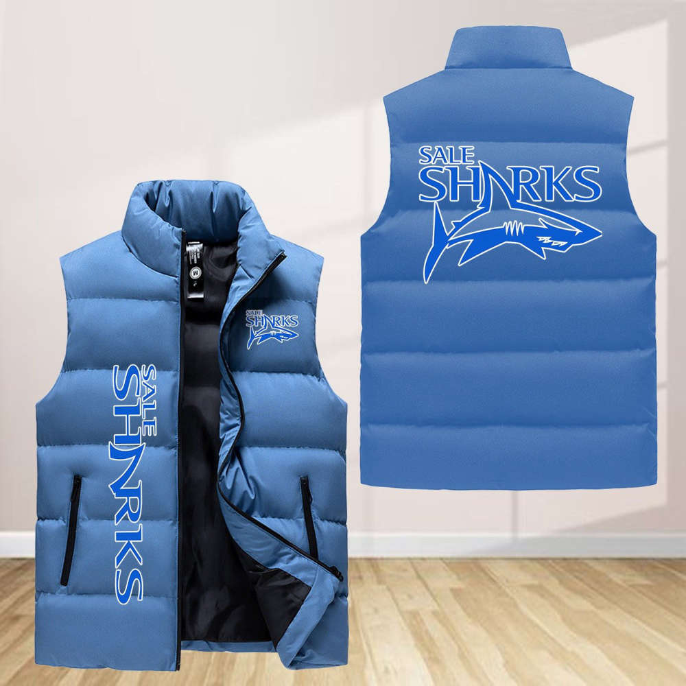 Sale Sharks Sleeveless Puffer Jacket Custom For Fans Gifts