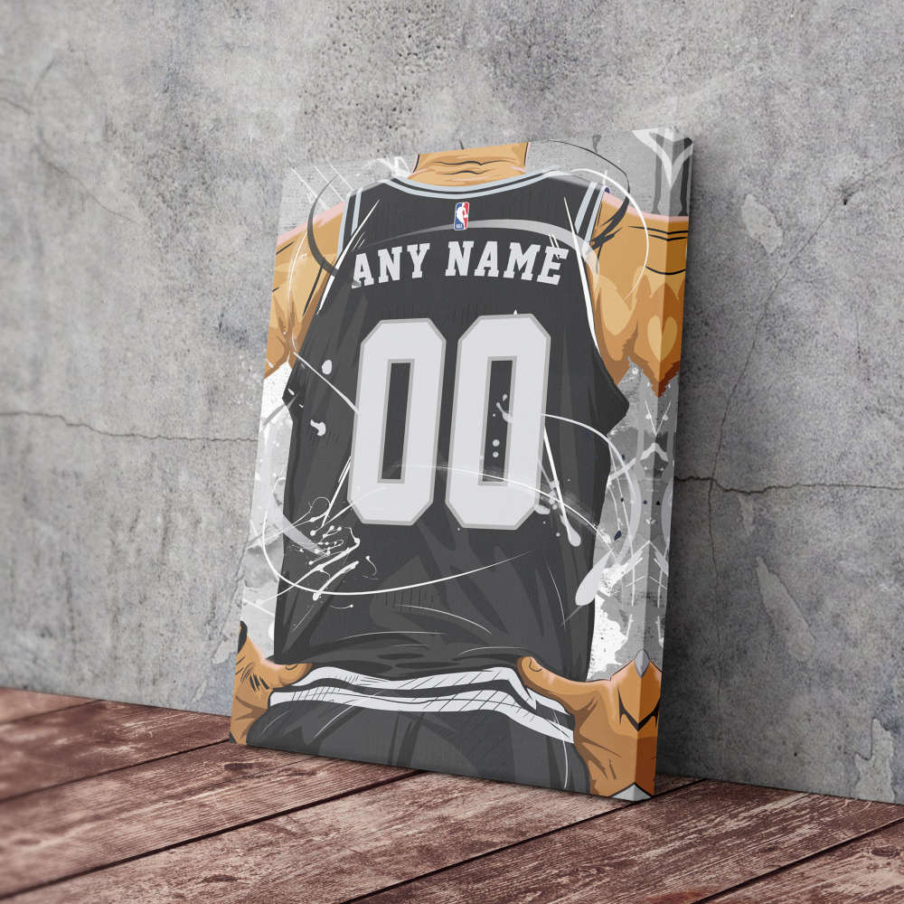 San Antonio Spurs Jersey NBA Personalized Jersey Custom Name and Number Canvas Wall Art  Print Home Decor Framed Poster Man Cave Gift