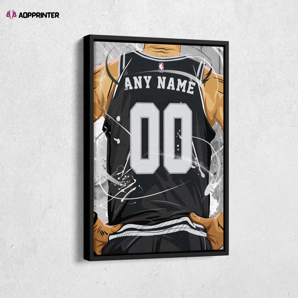 San Antonio Spurs Jersey NBA Personalized Jersey Custom Name and Number Canvas Wall Art  Print Home Decor Framed Poster Man Cave Gift