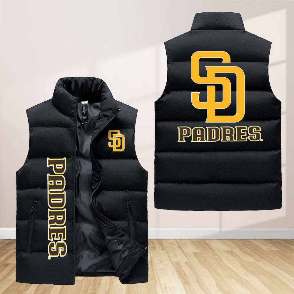 San Diego Padres Sleeveless Puffer Jacket Custom For Fans Gifts