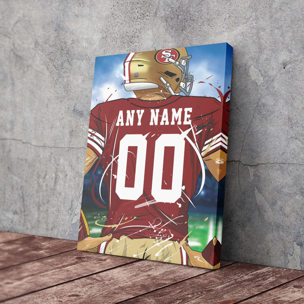 San Francisco 49ers Jersey NFL Personalized Jersey Custom Name and Number Canvas Wall Art  Print Home Decor Framed Poster Man Cave Gift