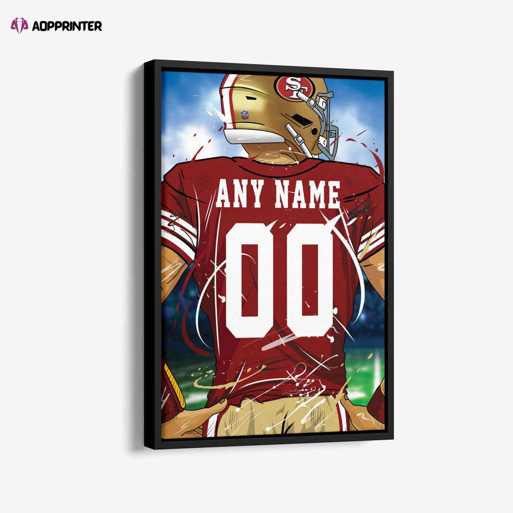 San Francisco 49ers Jersey NFL Personalized Jersey Custom Name and Number Canvas Wall Art  Print Home Decor Framed Poster Man Cave Gift