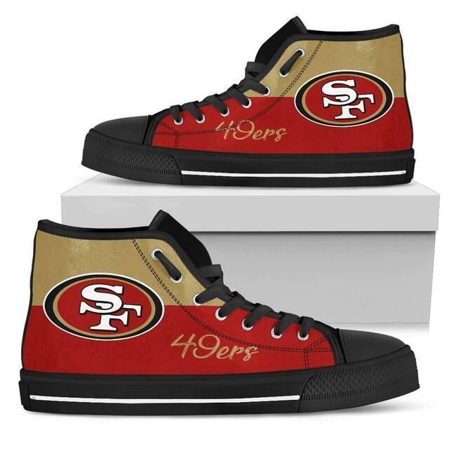 San Francisco 49Ers NFL Divided Colours Stunning Logo Custom Canvas High Top Shoes HT1142