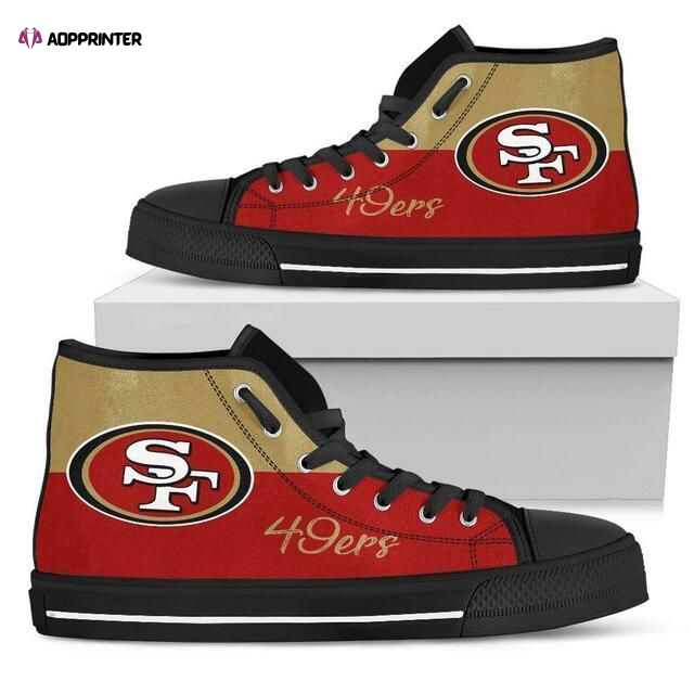 San Francisco 49Ers NFL Divided Colours Stunning Logo Custom Canvas High Top Shoes HT1142