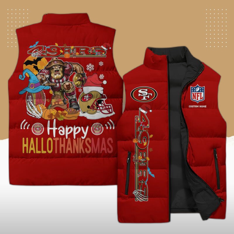 San Francisco 49ers NFL Sleeveless Puffer Jacket Custom For Fans Gifts