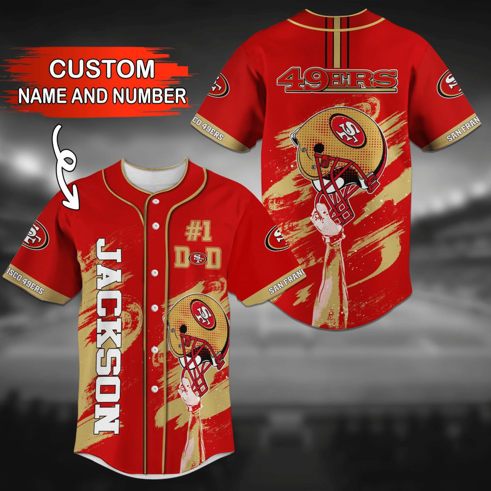 San Francisco 49ers Personalized Baseball Jersey Shirt with Name FVJ