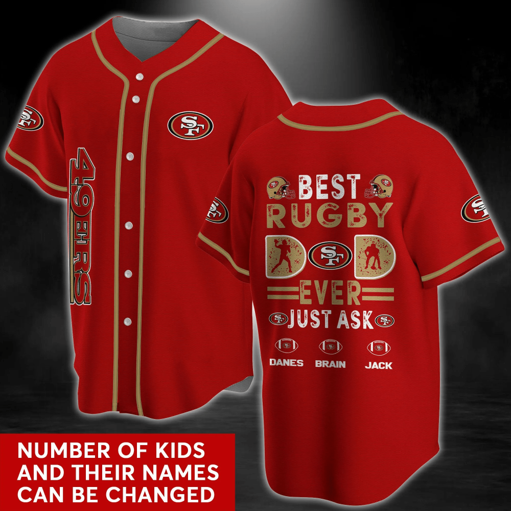 San Francisco 49ers Red Baseball Jersey Shirt with Personalized Name