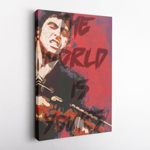 Scarface The World is Yours Poster Tony Montana Movie Canvas Unique Design Wall Art Print Hand Made Ready to Hang Custom Design