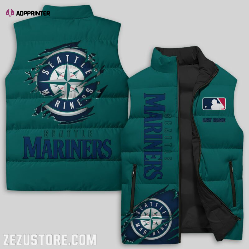 Seattle Mariners MLB Sleeveless Puffer Jacket Custom For Fans Gifts