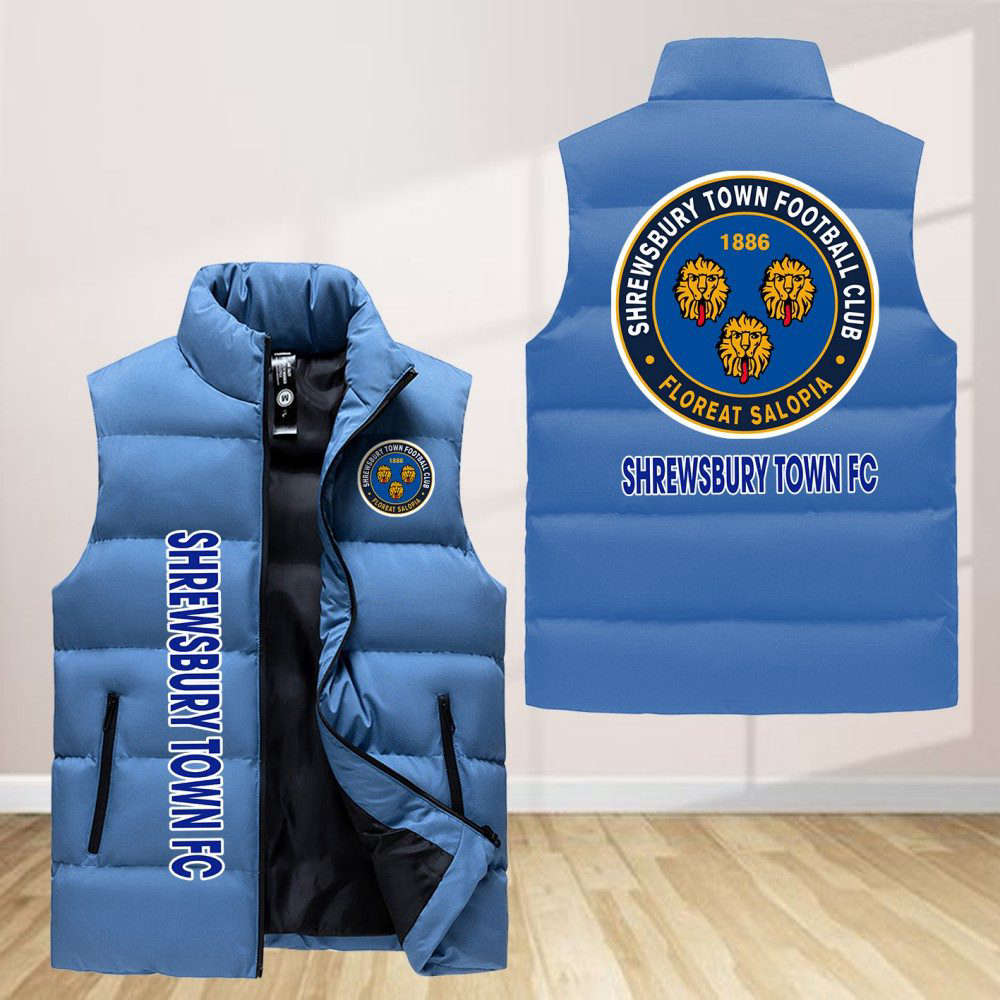 Shrewsbury Town Sleeveless Puffer Jacket Custom For Fans Gifts