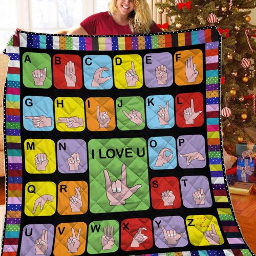 Sign Language Quilt Blanket Pi211201