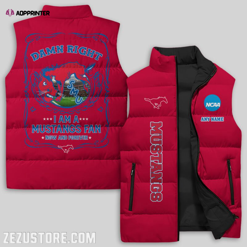 SMU Mustangs NCAA Sleeveless Puffer Jacket Custom For Fans Gifts