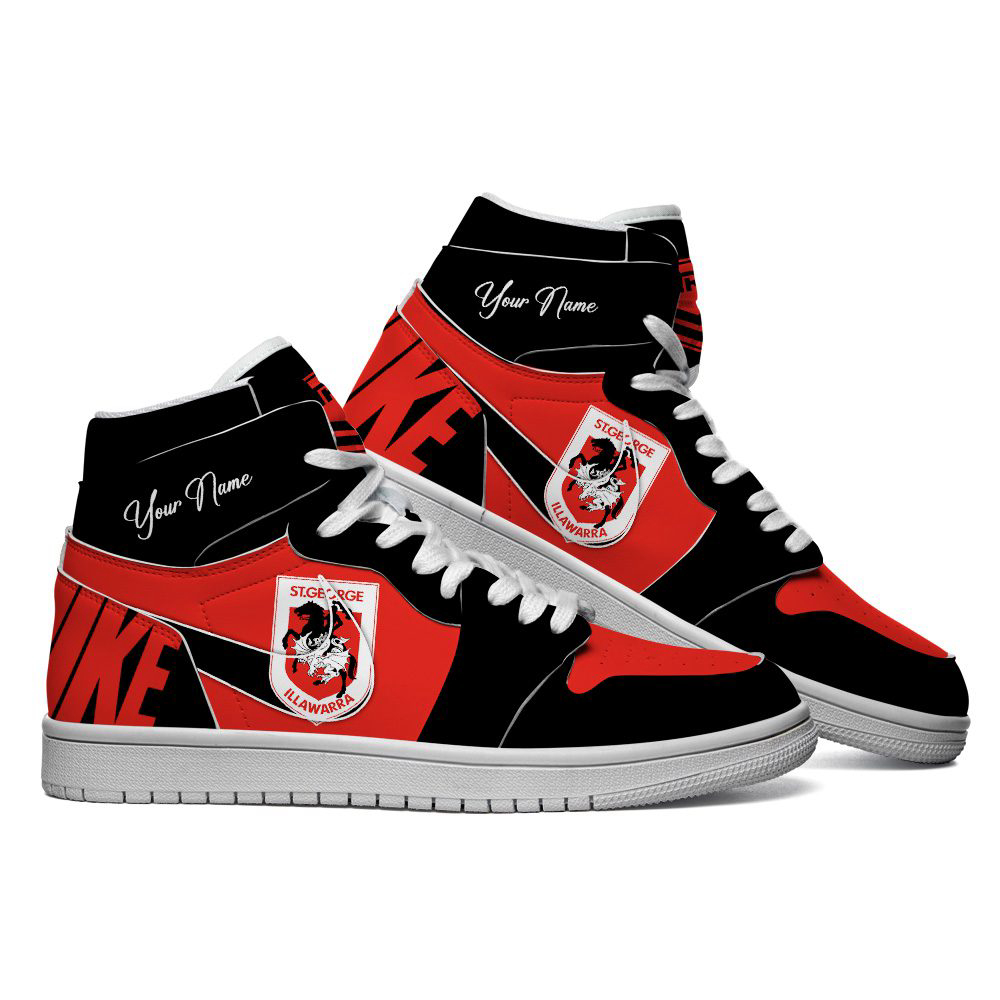 St. George Illawarra Dragons Custom Name NRL Air Jordan 1 Sneakers High Top For Fans