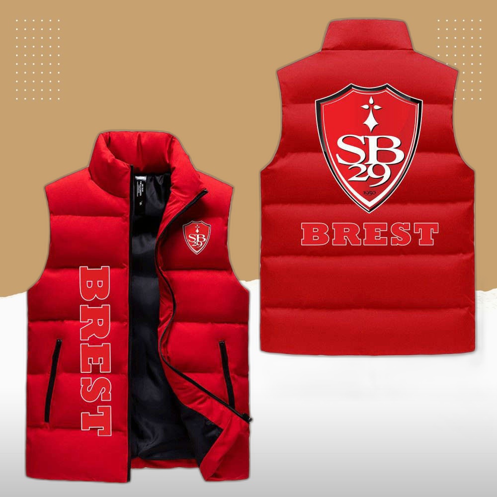 Stade Brestois 29 Sleeveless Puffer Jacket Custom For Fans Gifts