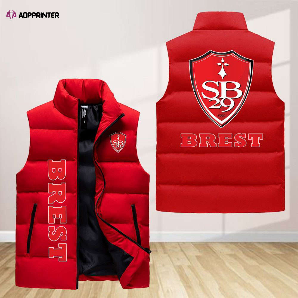 Stade Brestois 29 Sleeveless Puffer Jacket Custom For Fans Gifts