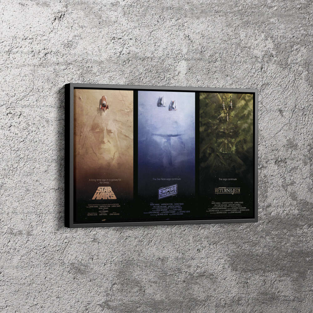 Star Wars Trilogy Poster Canvas Unique Design Wall Art Print Hand Made Ready to Hang Custom Design