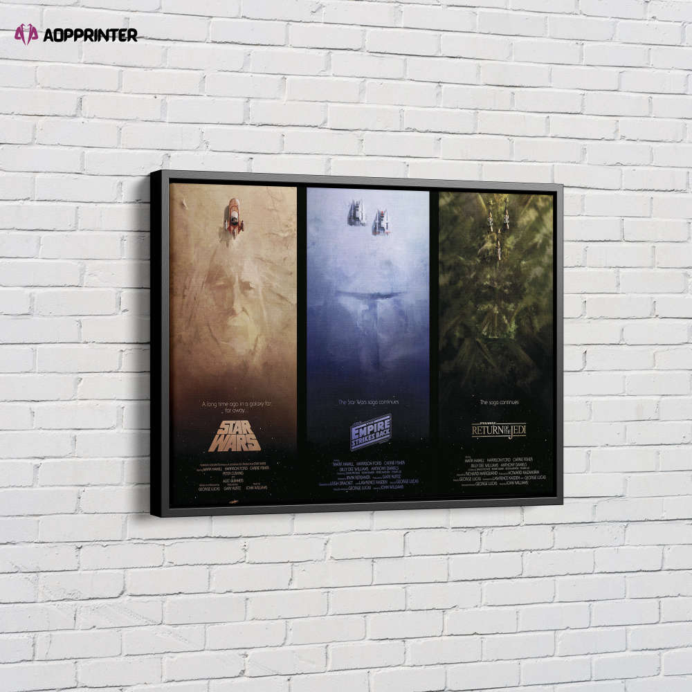 Star Wars Trilogy Poster Canvas Unique Design Wall Art Print Hand Made Ready to Hang Custom Design