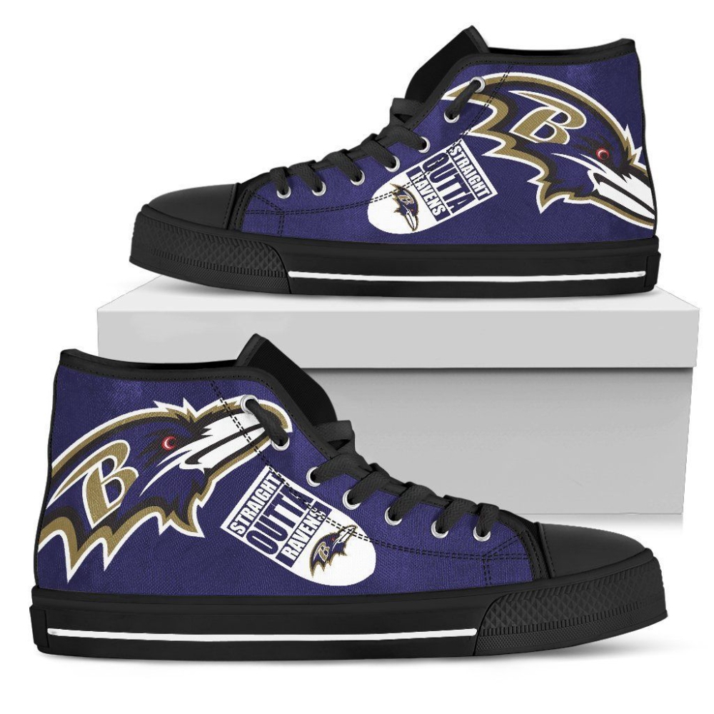 Straight Outta Baltimore Ravens NFL Custom Canvas High Top Shoes