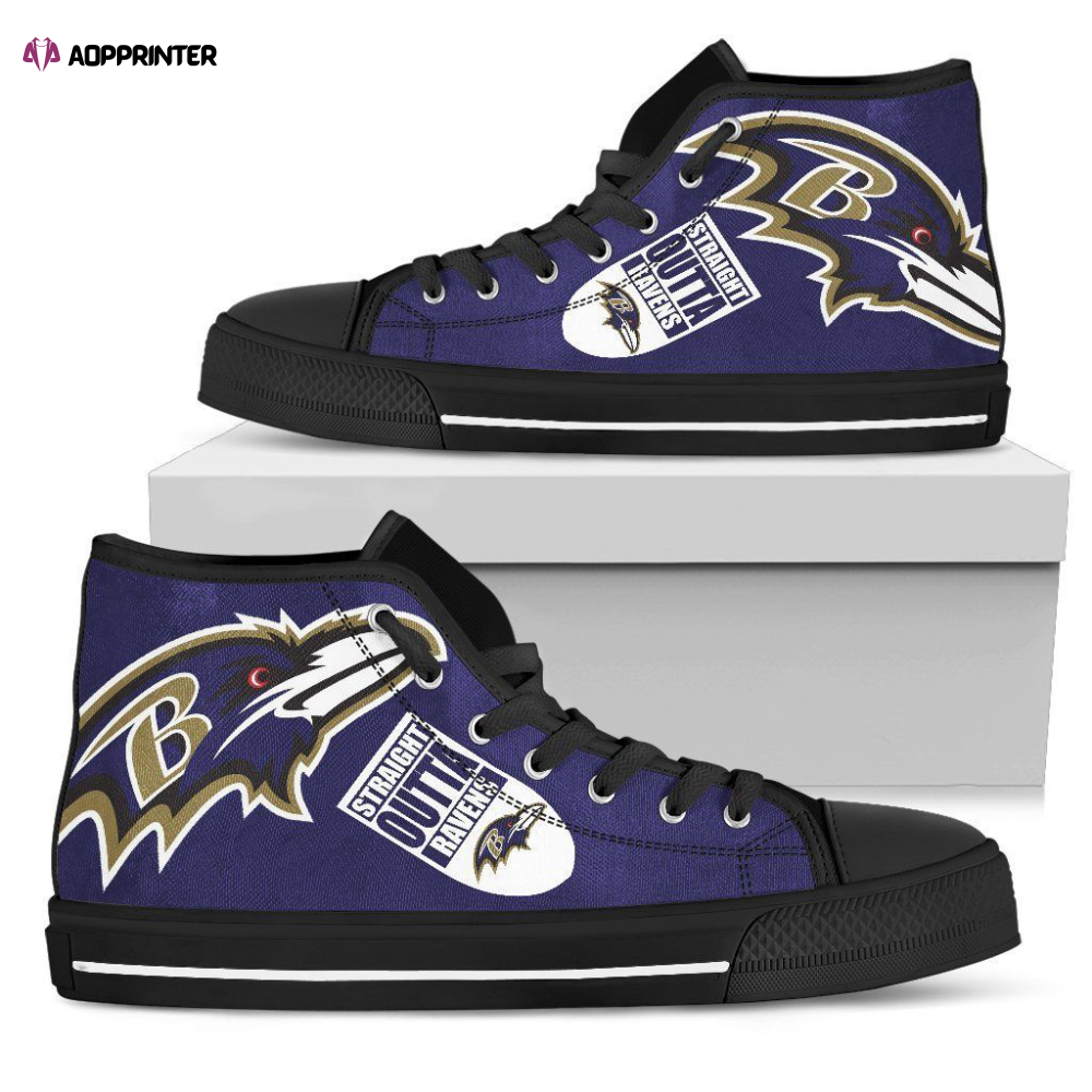 Straight Outta Baltimore Ravens NFL Custom Canvas High Top Shoes