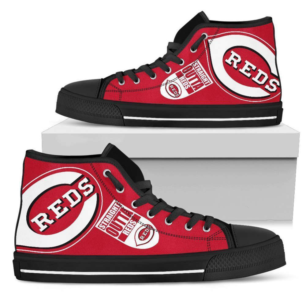 Straight Outta Cincinnati Reds MLB Custom Canvas High Top Shoes HT1131