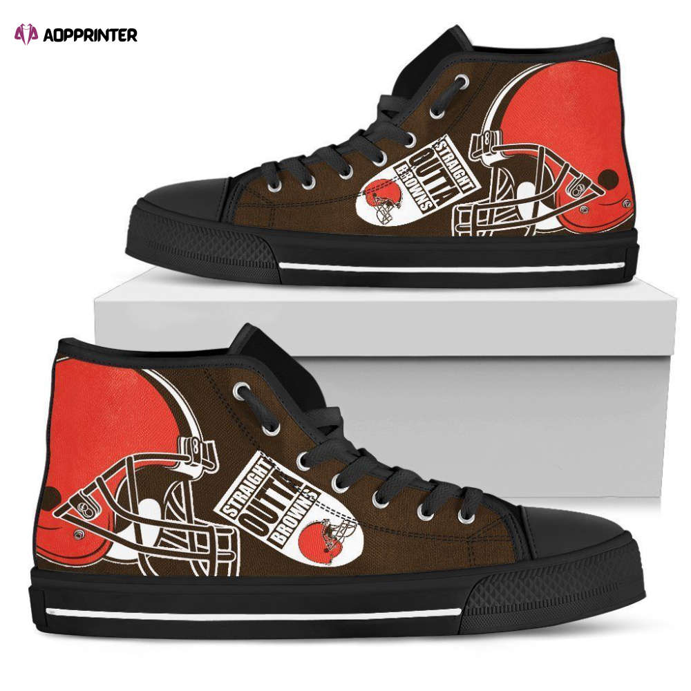 Straight Outta Cleveland Browns NFL Custom Canvas High Top Shoes