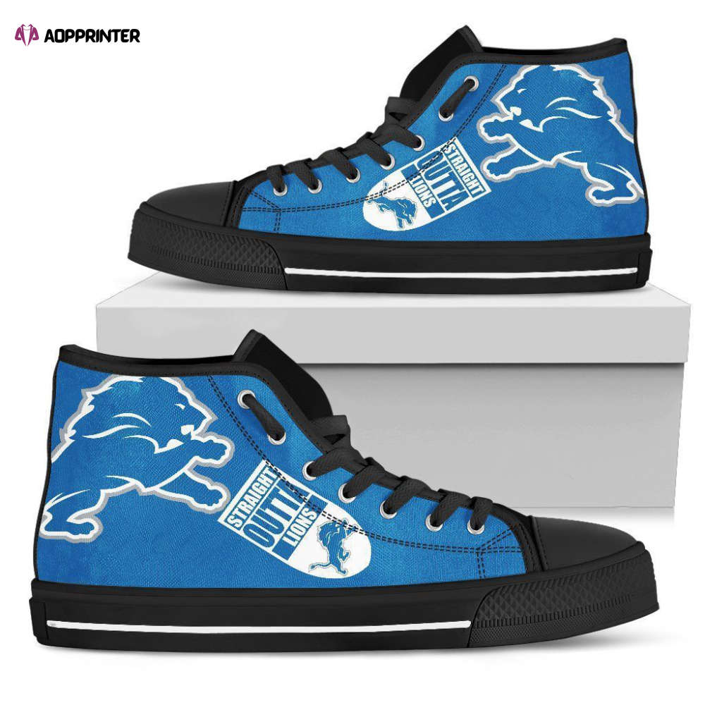 Straight Outta Detroit Lions NFL Custom Canvas High Top Shoes HT1134