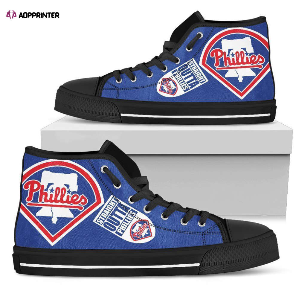 Straight Outta Philadelphia Phillies MLB Custom Canvas High Top Shoes