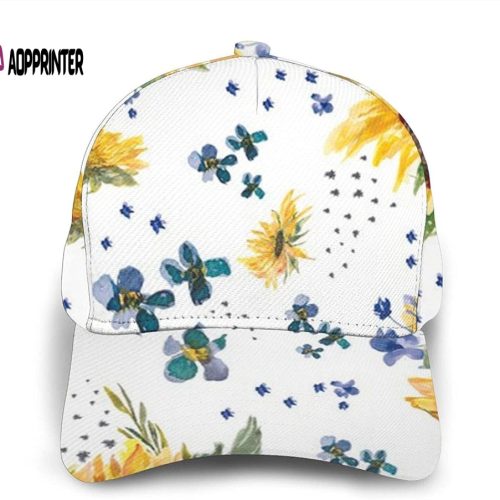 Sunflower Print Casual Baseball Cap Adjustable Twill Sports Dad Hats for Unisex