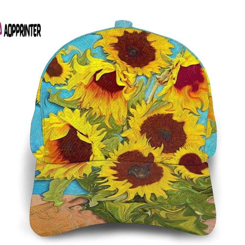 Sunflower Print Classic Baseball 3D Cap Adjustable Twill Sports Dad Hats for Unisex