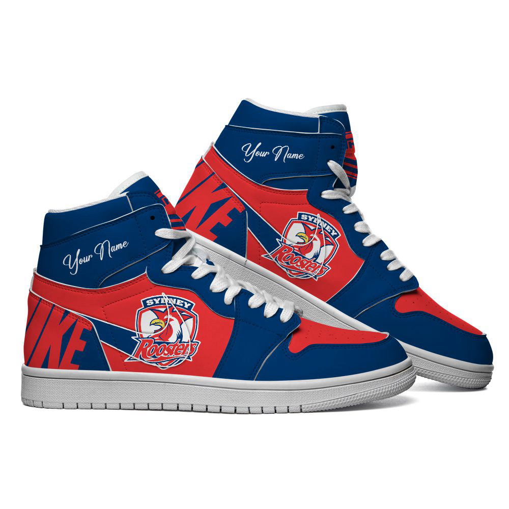 Sydney Roosters Custom Name NRL Air Jordan 1 Sneakers High Top For Fans