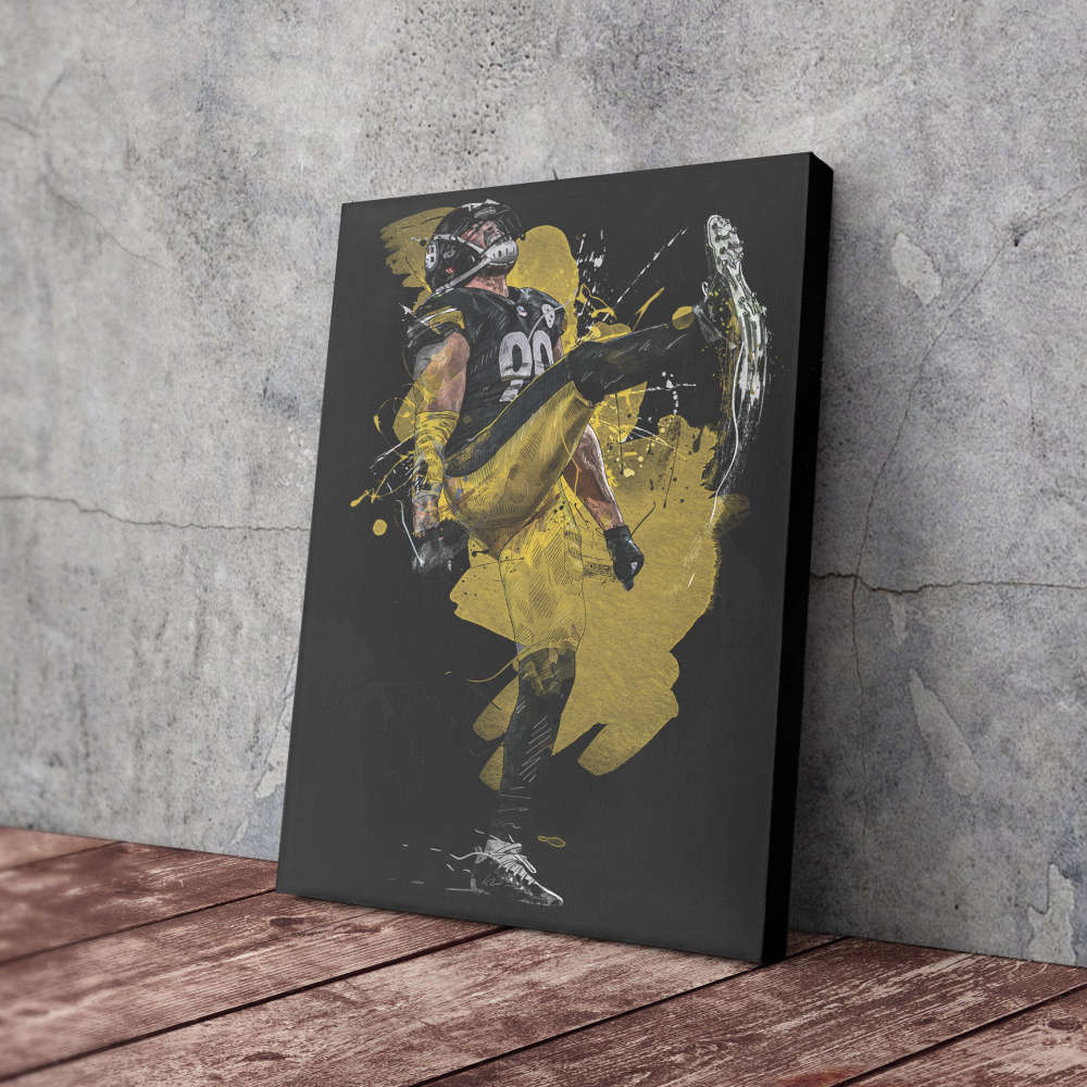 T. J. Watt Art Pittsburgh Steelers NFL Wall Art Home Decor Hand Made Poster Canvas Print