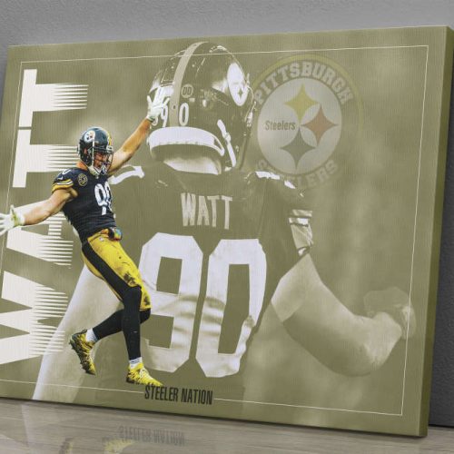 T.J.Watt Poster Pittsburgh Steelers linebacker NFL Canvas Unique Design Wall Art Print Hand Made Ready to Hang Custom Design