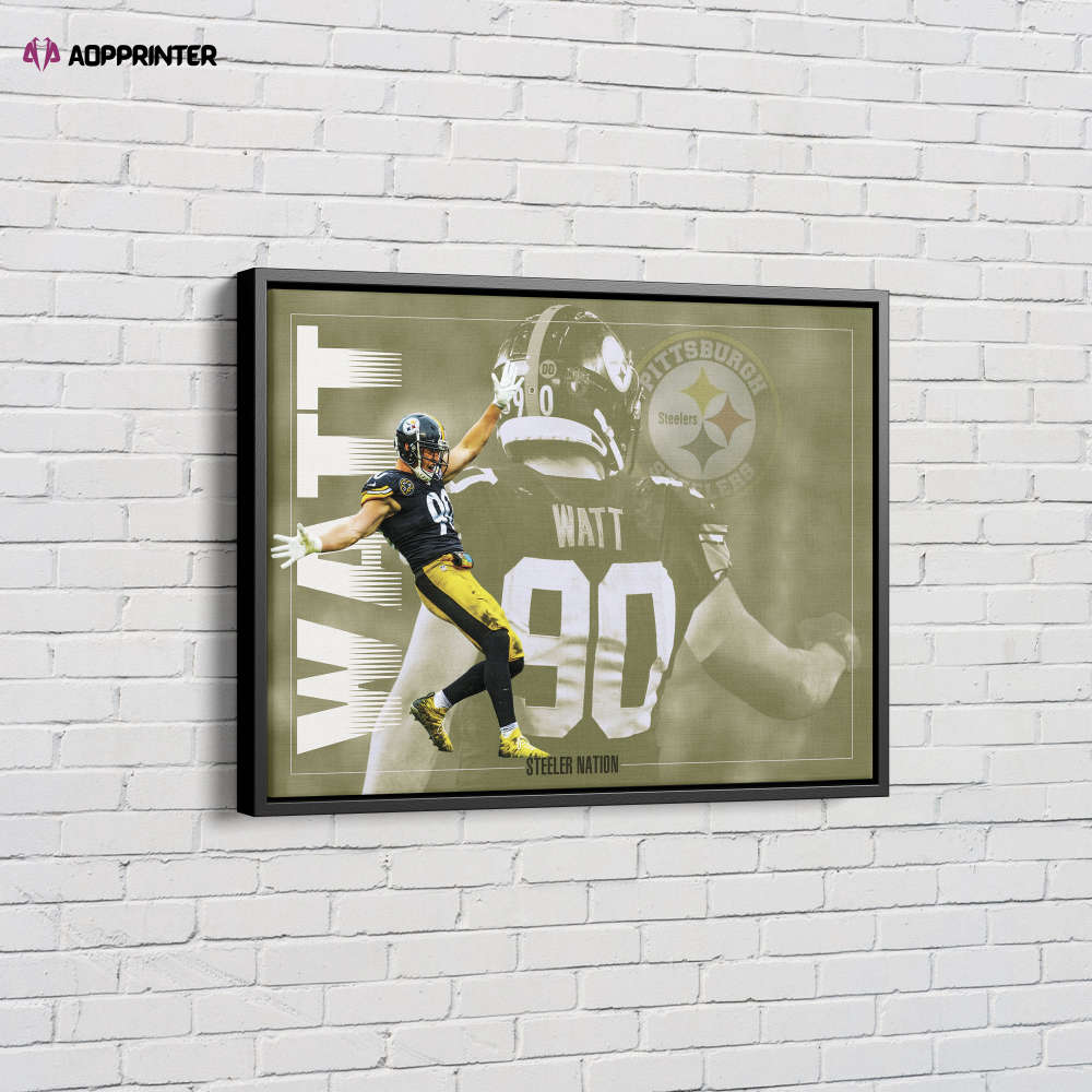 T.J.Watt Poster Pittsburgh Steelers linebacker NFL Canvas Unique Design Wall Art Print Hand Made Ready to Hang Custom Design