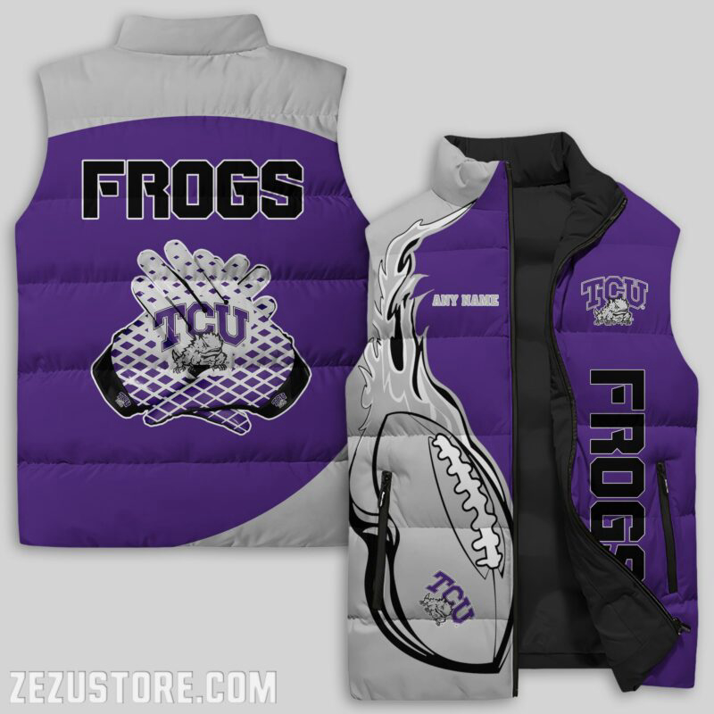 TCU Horned Frogs NCAA Sleeveless Puffer Jacket Custom For Fans Gifts