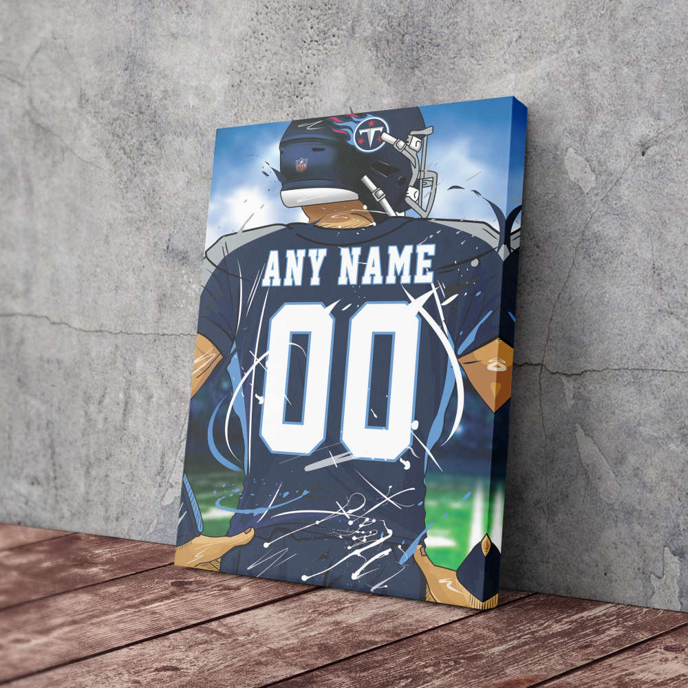 Tennessee Titans Jersey NFL Personalized Jersey Custom Name and Number Canvas Wall Art  Print Home Decor Framed Poster Man Cave Gift