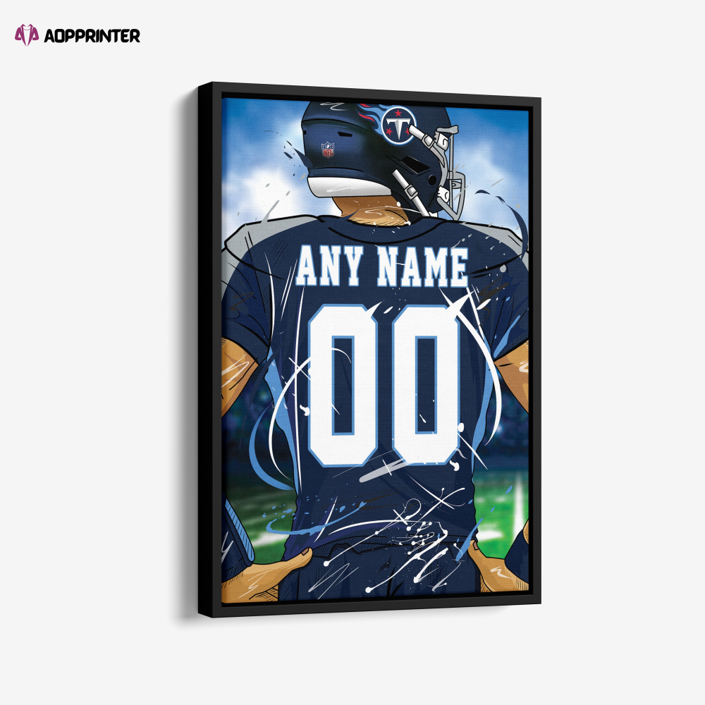 Tennessee Titans Jersey NFL Personalized Jersey Custom Name and Number Canvas Wall Art  Print Home Decor Framed Poster Man Cave Gift