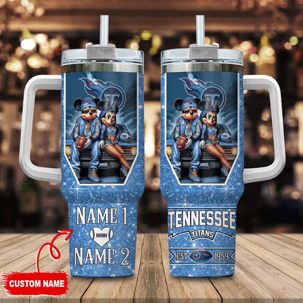 Tennessee Titans NFL Mickey And Minnie Couple 40oz Stanley Tumbler Custom Name