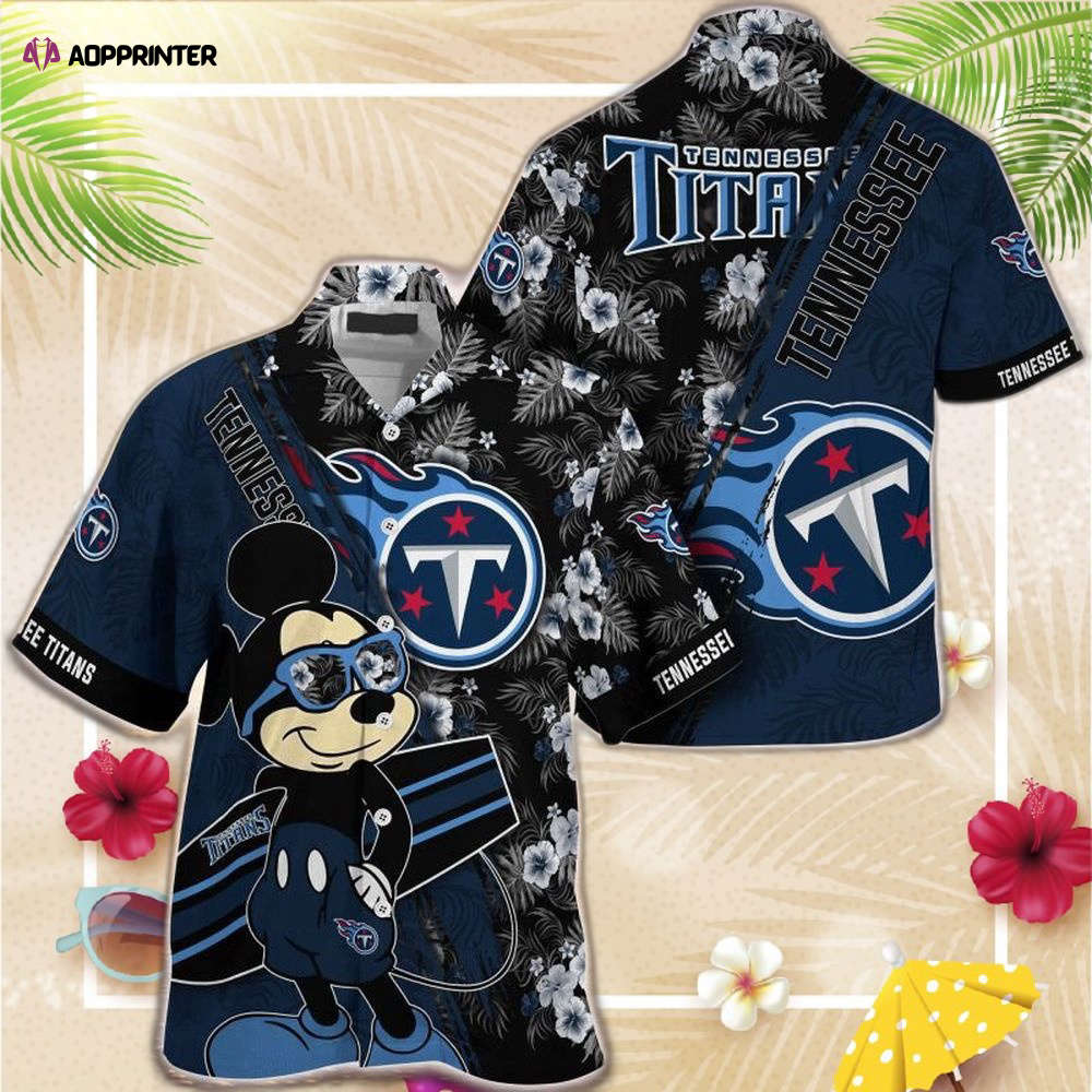 Tennessee Titans NFL Summer Hawaiian Shirt Mickey And Floral Pattern