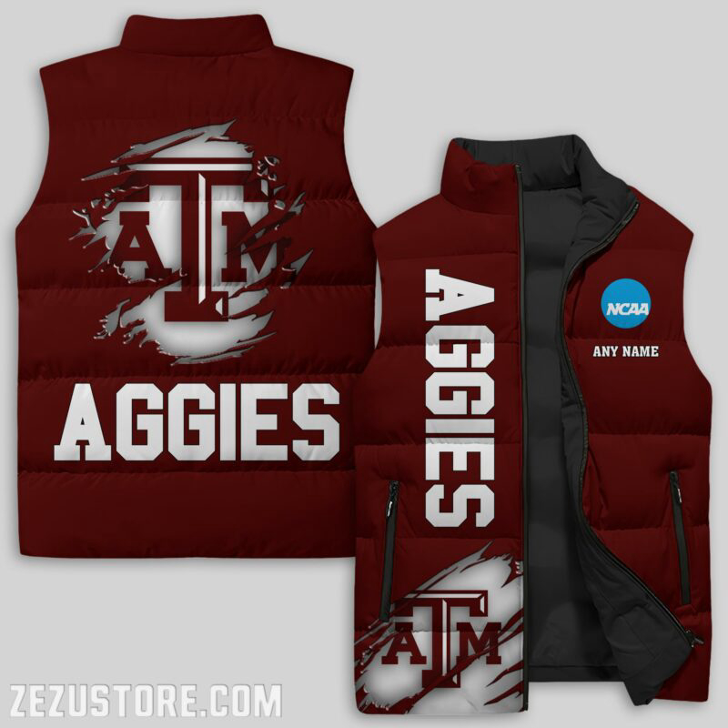 Texas A&M Aggies NCAA Sleeveless Puffer Jacket Custom For Fans Gifts