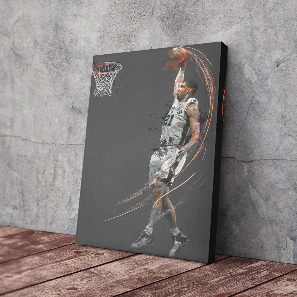 Tim Duncan Art Dunk San Antonio Spurs NBA Wall Art Home Decor Hand Made Poster Canvas Print