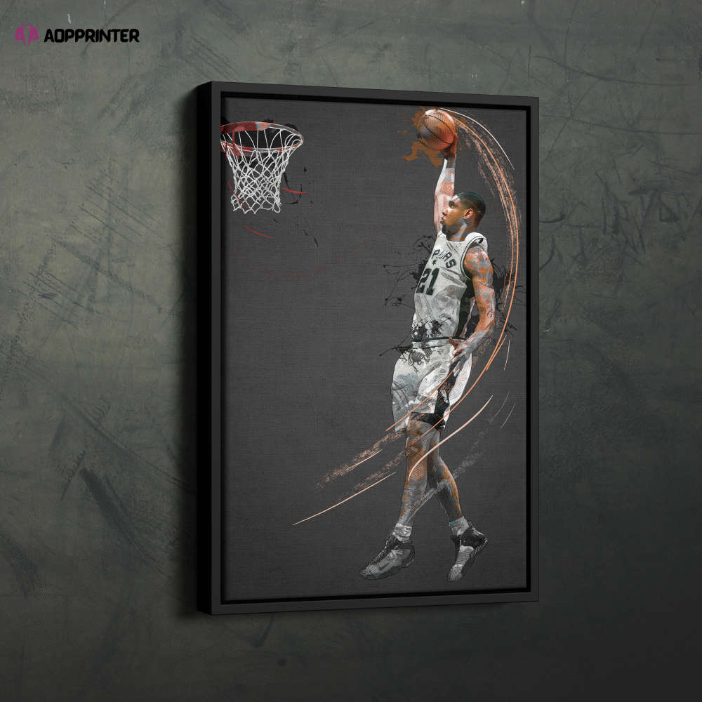 Tim Duncan Art Dunk San Antonio Spurs NBA Wall Art Home Decor Hand Made Poster Canvas Print