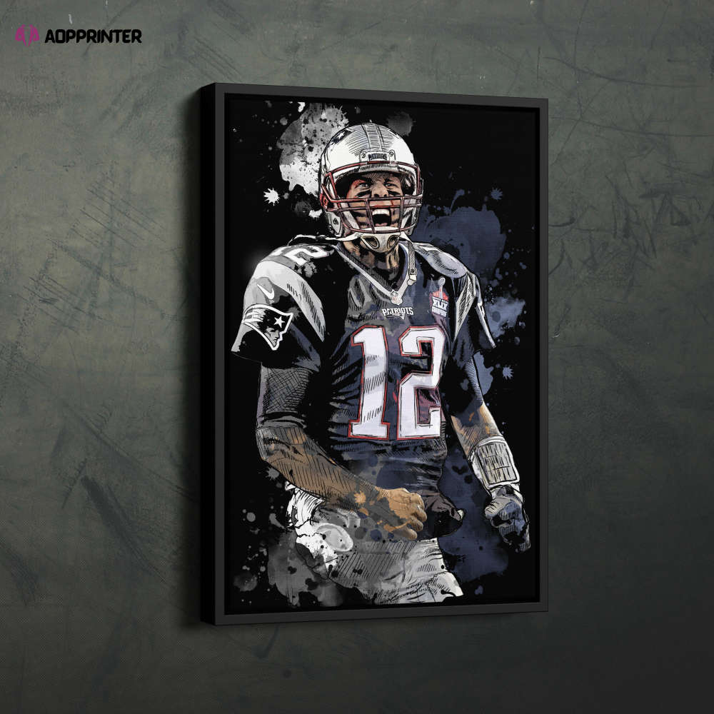Tom Brady Art New England Patriots NFL Wall Art Home Decor Hand Made Poster Canvas Print