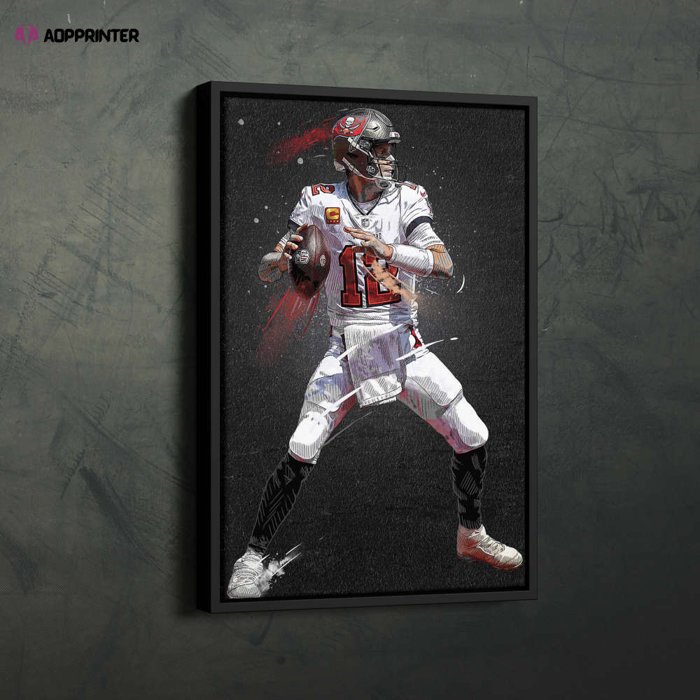 Tom Brady Art Tampa Bay Buccaneers NFL Wall Art Home Decor Hand Made Poster Canvas Print