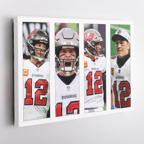 Tom Brady Collage Art Poster Tampa Bay Buccaneers Canvas Unique Design Wall Art Print Hand Made Ready to Hang Custom Design