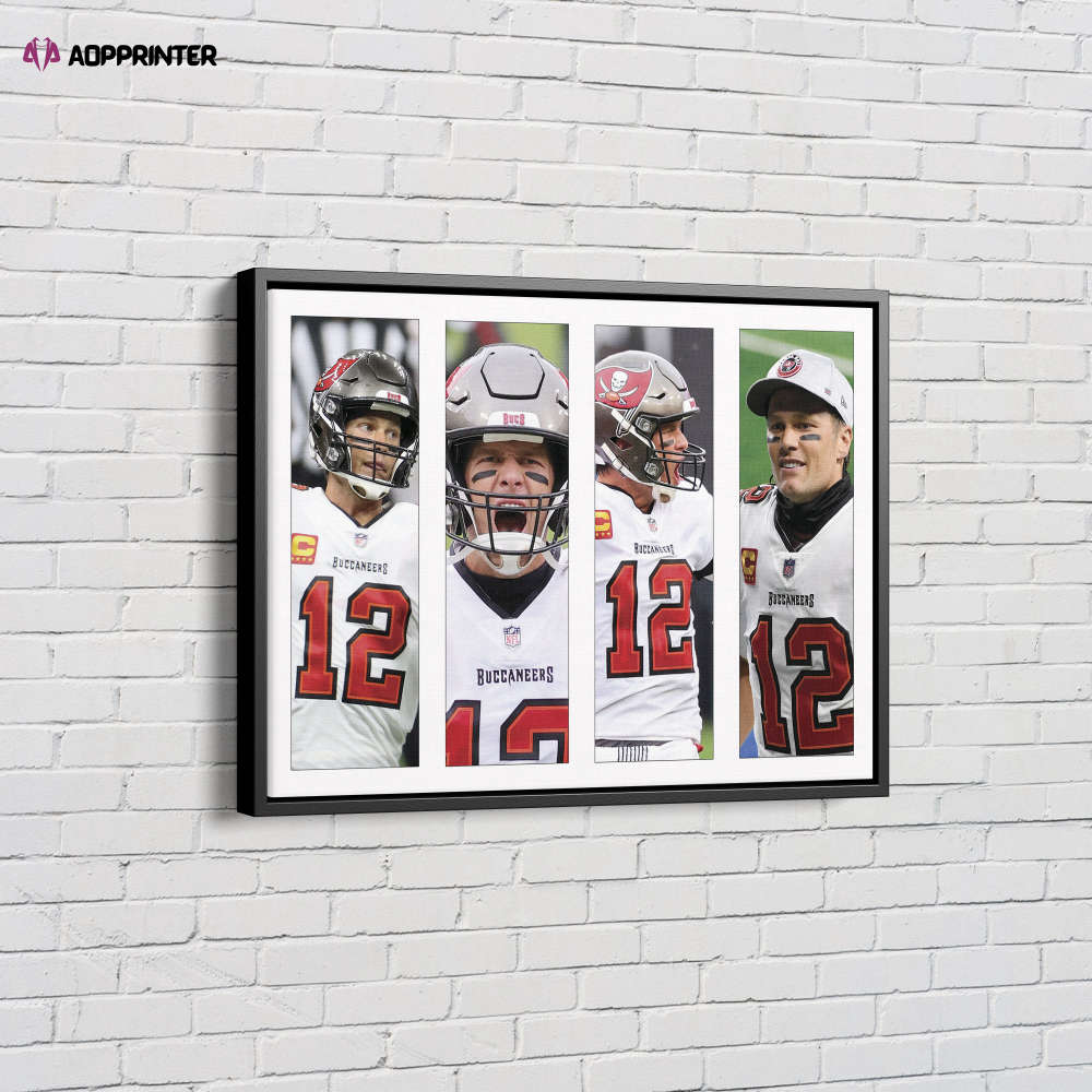 Tom Brady Collage Art Poster Tampa Bay Buccaneers Canvas Unique Design Wall Art Print Hand Made Ready to Hang Custom Design