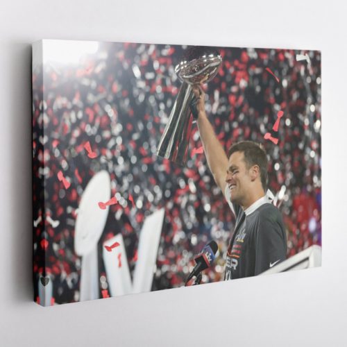 Tom Brady MVP SuperBOWL Celebration Poster Buccaneers Canvas Unique Design Wall Art Print Hand Made Ready to Hang Custom Design