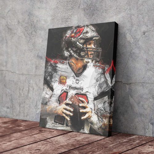 Tom Brady Poster Painting Tampa Bay Buccaneers Foottball Canvas Unique Design Wall Art Print Hand Made Ready to Hang Custom Design