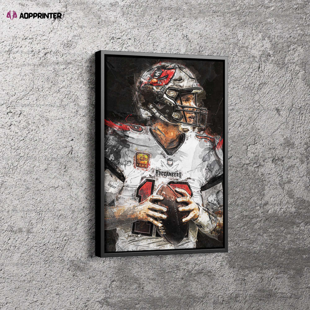 Tom Brady Poster Painting Tampa Bay Buccaneers Foottball Canvas Unique Design Wall Art Print Hand Made Ready to Hang Custom Design