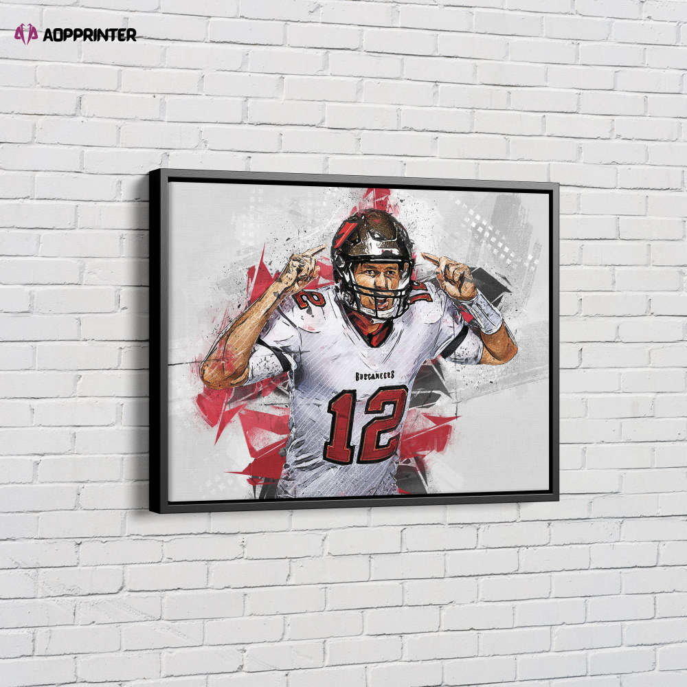 Tom Brady Poster Tampa Bay Buccaneers NFL Canvas Unique Design Wall Art Print Hand Made Ready to Hang Custom Design